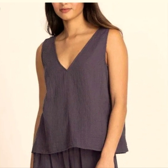 NWT‎ Johnny Was Calme Gray Drape Cotton Tank Top $109 - Picture 1 of 5